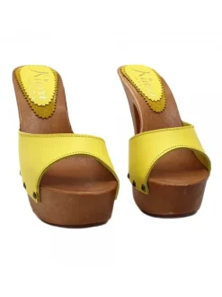 ZOCCOLI PELLE GIALLO TACCO 13
