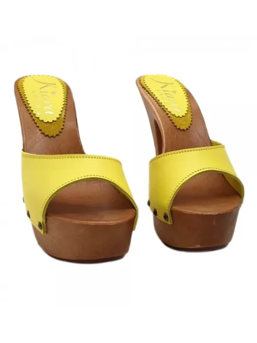 ZOCCOLI PELLE GIALLO TACCO 13