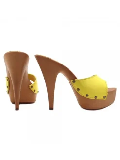 ZOCCOLI PELLE GIALLO TACCO 13