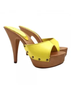 ZOCCOLI PELLE GIALLO TACCO 13