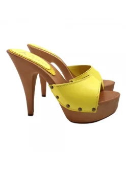 ZOCCOLI PELLE GIALLO TACCO 13