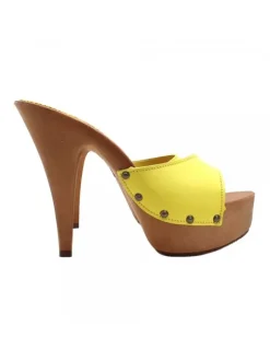 ZOCCOLI PELLE GIALLO TACCO 13